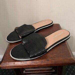 BCBGeneration Black Zahara Slip On Flat Slide Sandals